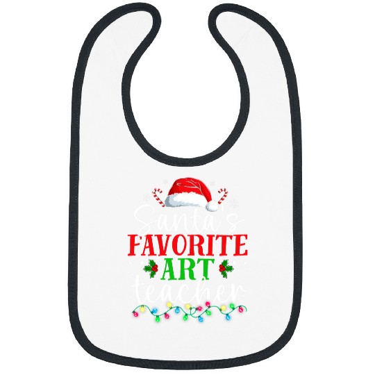 Santas Favorite Art Teacher Christmas Santa Hat Lights Bibs