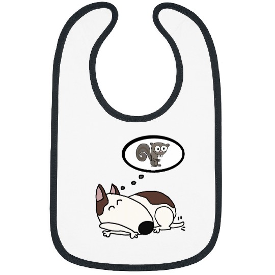 Smileteespets Funny Bull Terrier Dog Dreaming of Squirrel Bibs