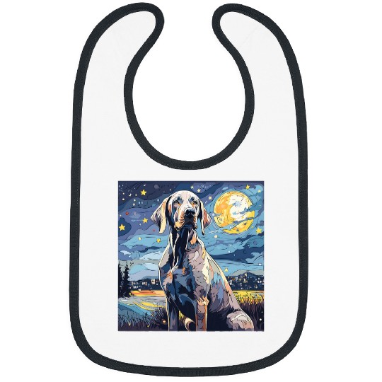 Weimaraner Starry Night For Dog Mom Dog Dad 1 Bibs