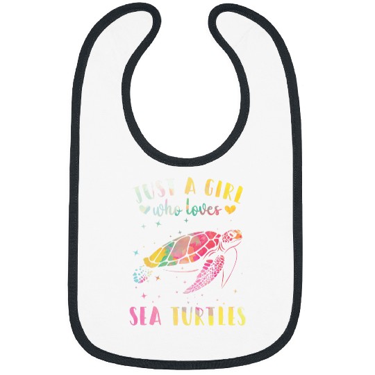 Just a Girl Who Loves Sea Turtles Watercolor Sea Turtle Wome Bibs