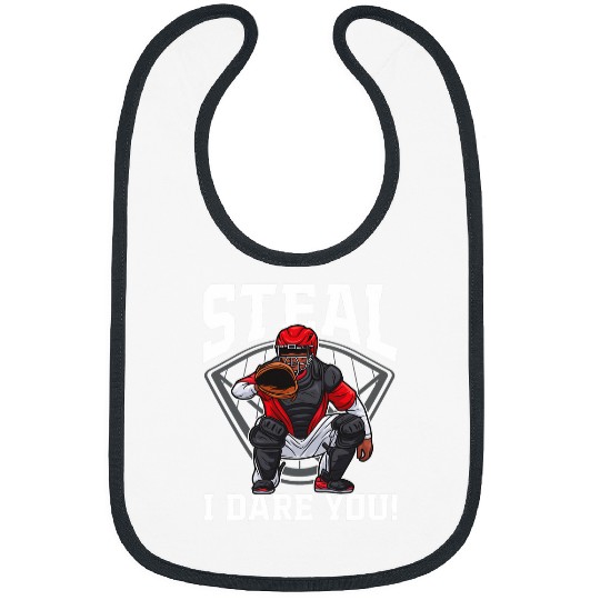 Steal I Dare You Baseball Catcher Baseball Player 3 Bibs