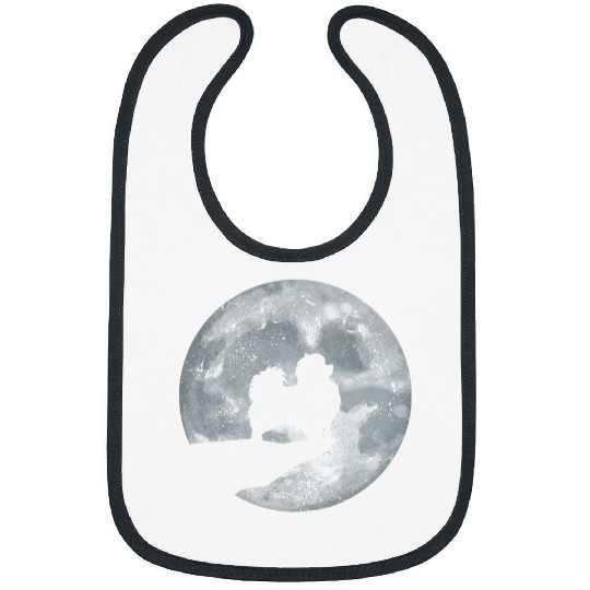 Pomeranian Dog And Moon Animal Dog Owner Puppy Lover Bibs