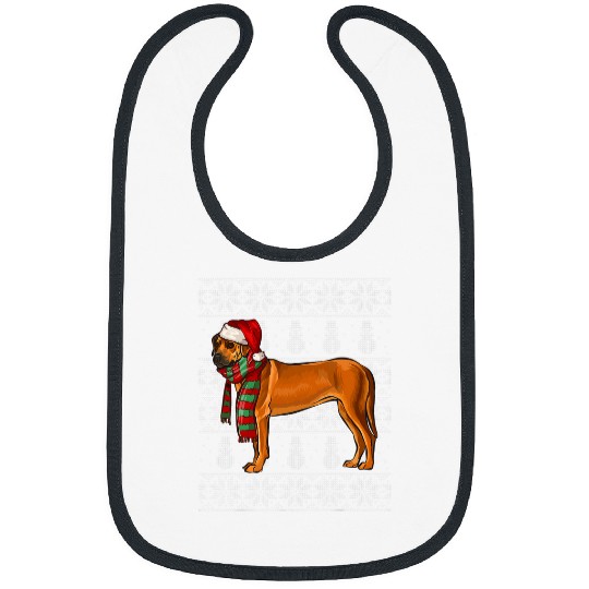 Santa Hat xmass Rhodesian Ridgeback Ugly Christmas 1 Bibs