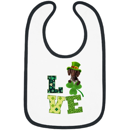 German Shorthaired Pointer Dog St  Patricks Day Funny Irish Bibs