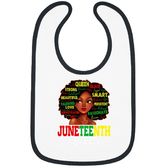 Juneteenth Melanin Black Queen Natural Hair Afro Word Art Bibs