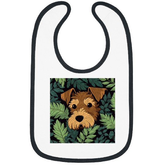 Welsh Terrier Dog Mom Dad Plant Lover Hiding in Leaves Bibs