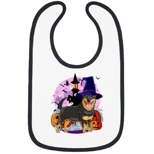 Lancashire Heeler Cute Dog Halloween Witch Pumpkin Bibs