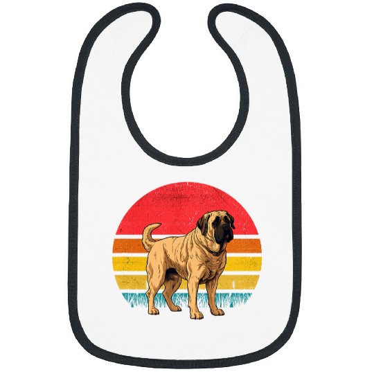 Spanish Mastiff Sunset Retro Dog vintages Design Mom Dad Kids Bibs