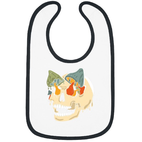 Skull Mycologist Mushrooms Psychodelic vintages Halloween Bibs
