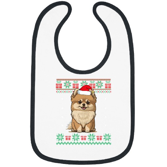 Pomeranian Dog Ugly Sweater Christmas Gifts Puppy Dog Lover Bibs