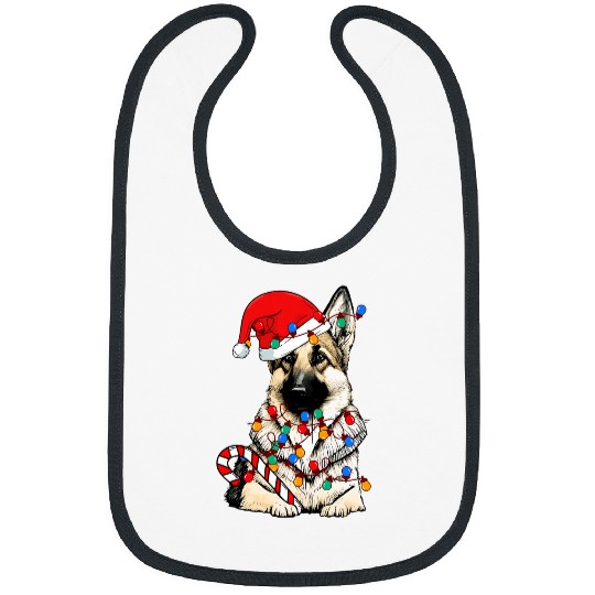 German Shepherd Santa Christmas Lights xmass Dog Lover Pajama Bibs