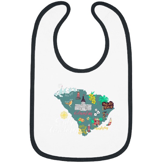 South Carolina Map Vacations Camping Hiking Palmetto Tree Bibs