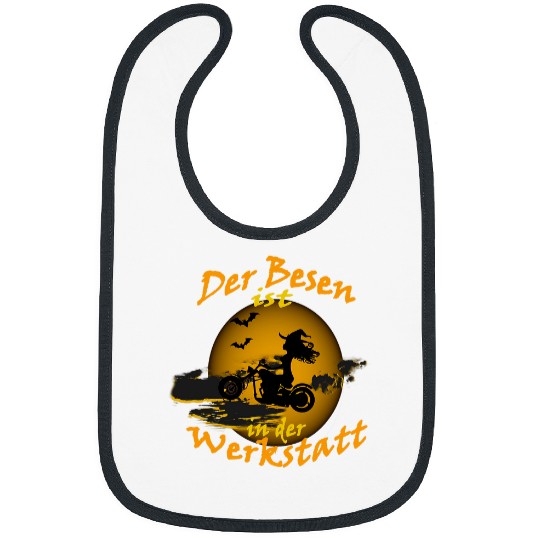 The broom is in the workshop I Halloween witch on a motorcycle Bibs