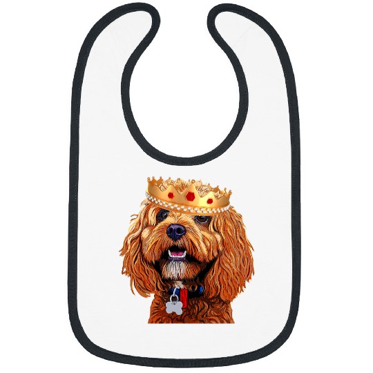 Dog Goldendoodle Wearing Crown Animal Lovers T-Shirt Bibs
