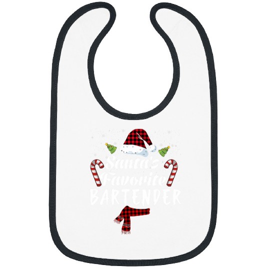 Santas Favorite Bartender Christmas Santa Red Plaid Claus Bibs