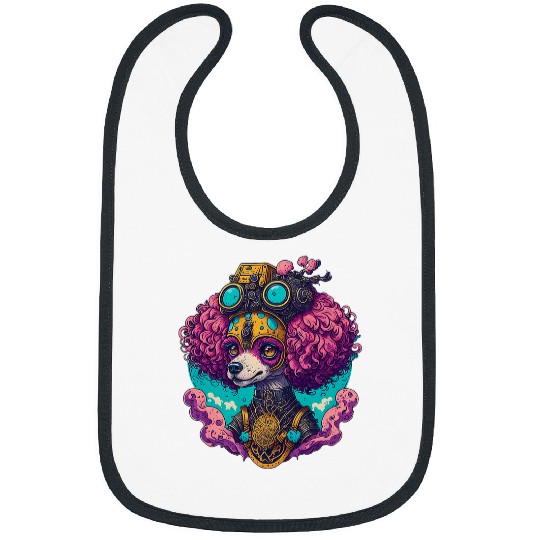 Poodle Dog in Victorian Steampunk Style Aesthetic Dogs Bibs