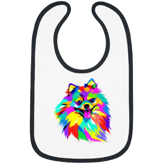 Pop Art Pomeranian Dog Face Pom Mom Dad Pomeranian Lovers Bibs