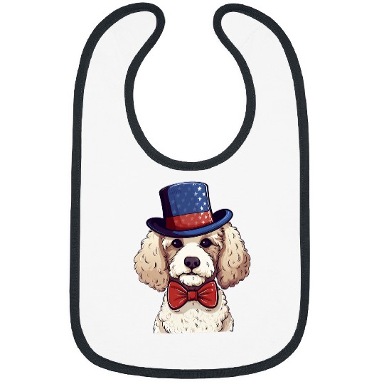 Poodle with Patriotic USA Flag American Independence Day Bibs
