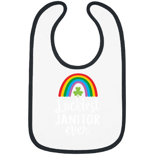 Luckiest Janitor Ever St Patrick Day Shamrocks Bibs