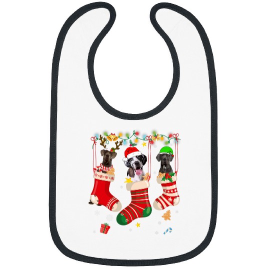Dog Great Dane Christmas Lights Shirt Funny Xmas Dog Lover Bibs