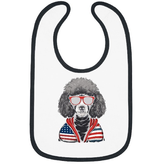 Poodle Miniature American Flag US Tee 4th July Gifts Graphic Bibs