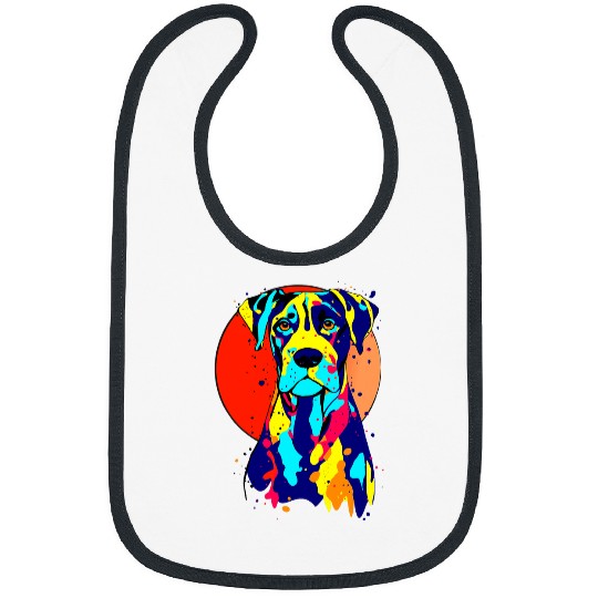 Dog Great Dane Dogbreed Great Dane Pop Art Colorful 21 Bibs