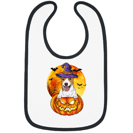 Jack Russel Terrier Witch Pumpkin Halloween Dog Lover Funny Bibs