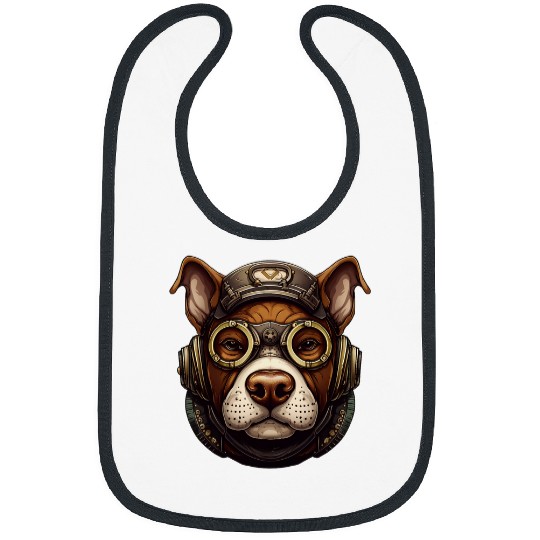 Steampunk Pitbull Dog in Clockwork Glasses Steampunk 1 Bibs