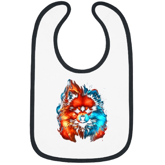 Pomeranian Retro Flames Cute Dog Art Blue Flame Bibs