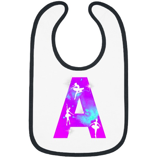 Letter A Monogram Dance Cosmic Ballerina A Name Bibs