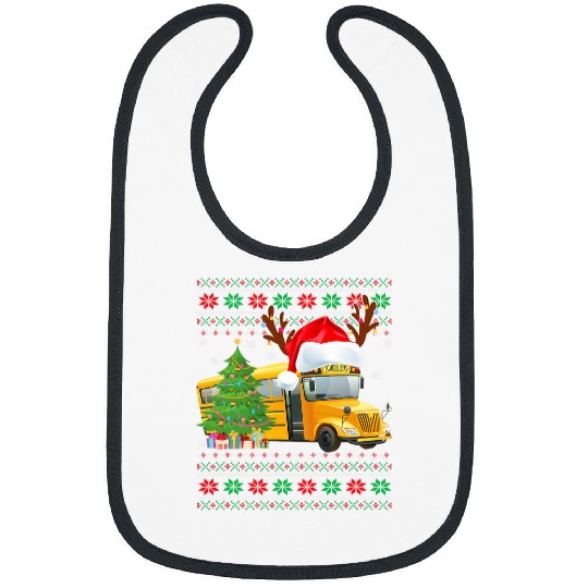 School Bus Driver Reindeer Santa Hat Ugly Christmas Sweater Bibs