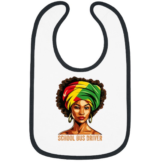 School Bus Driver Afro African American Black History Month Bibs