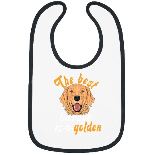 The bests Therapy Is A Golden Retriever Dog Lover Puppy Owner Bibs