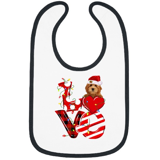 Dog Goldendoodle Xmas Lighting Hat Santa Love Christmas T-Shirt Bibs