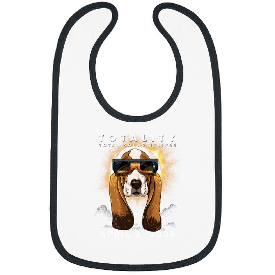 Solar Eclipse   2024 Basset Hound Dog Wearing Glasses Bibs