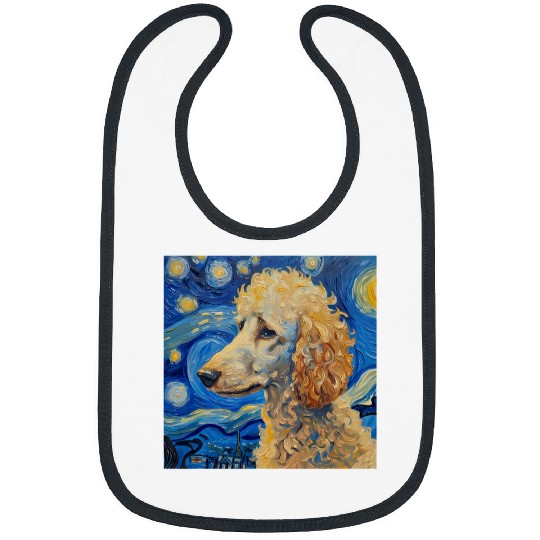 Poodle Dog Van Gogh Style Starry Night 2 Bibs