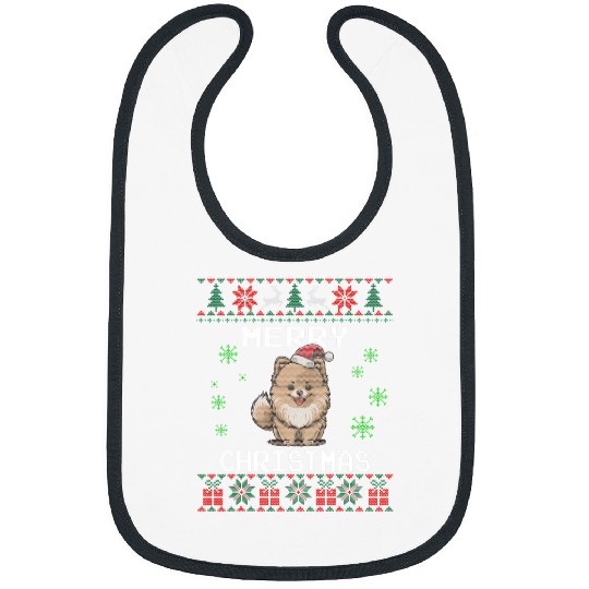 Pomeranian Lover Owner Santa Costume Ugly Christmas Sweater Bibs