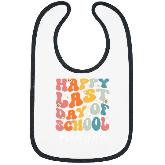 Retro Literacy Coachs Happy Last Day Of School Teacher Bibs
