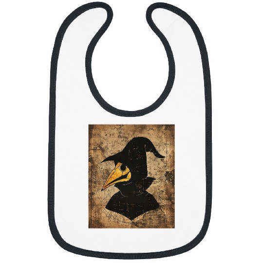 Retro vintages Plague Doctor Apocalypse Halloween Logo Art Bibs