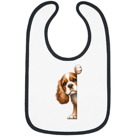Staffordshire Cocker Spaniel Peeking Around The Corner Dog Bibs