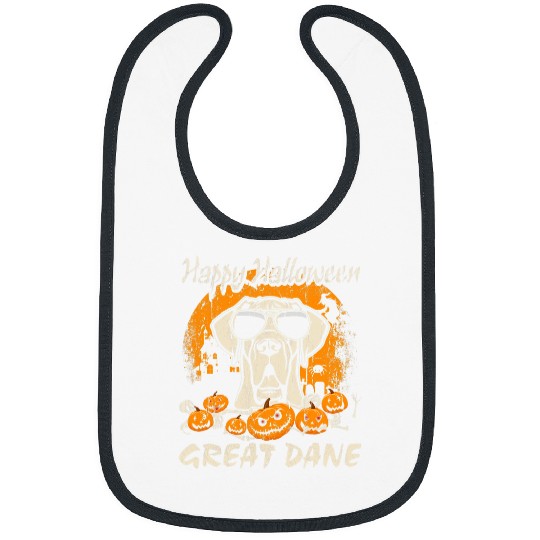 Dog Great Dane Happy Halloween Great Dane Retro Dog Funny T-Shirt Bibs