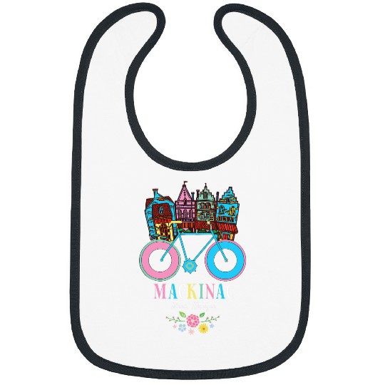 Mackinac Island Michigan Retro Bike Art Bibs