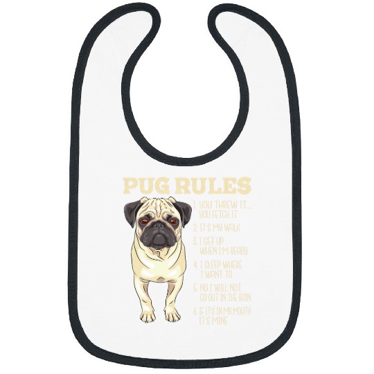 Pug Rules Dog Trainer Pet Breeder Pup Owner Puppy Lover Bibs