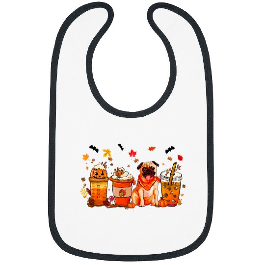 Pug Dog Lover Pumpkin Spice Coffee Latte Warm Fall Autumn Bibs