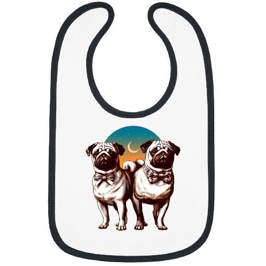 vintages Victorian Pug Couple Dog Lovers vintages Dog Design Bibs