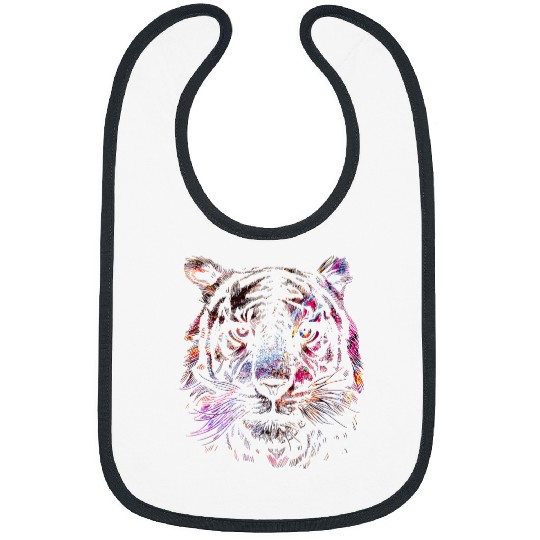 Tiger Face Abstract Art Watercolor Bibs