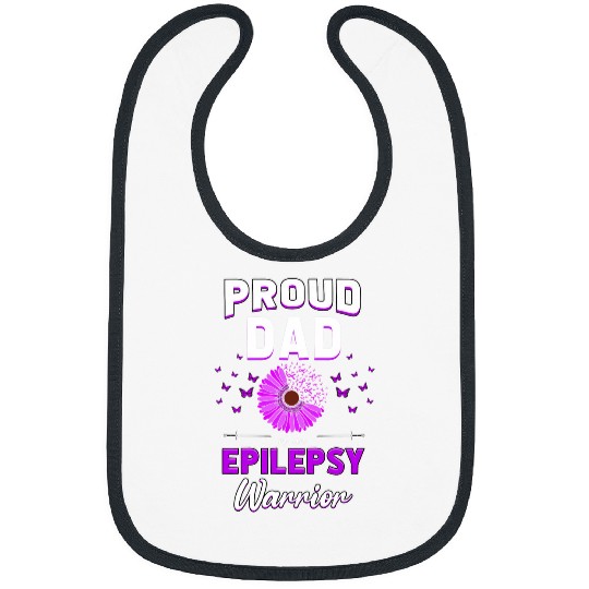 Purple Ribbon Flower Proud Dad Son Daughter Epilepsy Warrior Bibs