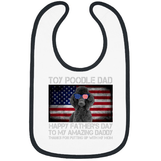 Toy Poodle Dad Happy Fathers Day USA Flag Bibs