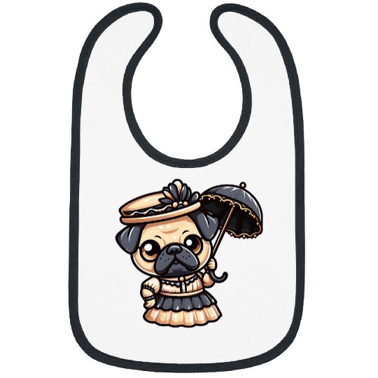 Pug English Lady Funny Dog Victorian Bibs