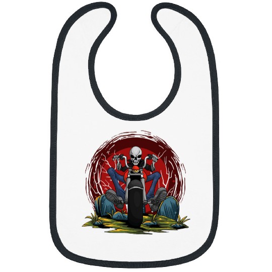 Motorcycle Rider Skeletons Halloween Skull Bike Skeleton Bibs